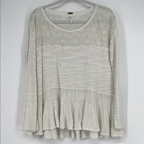 Free People Kristobel Lace Knit Sweater Top Y2K Flowy Babydoll Boho Western XS - Picture 3 of 11